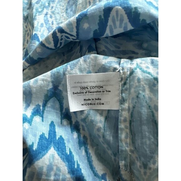 Nicoblu Nicobar Tunic in Deep Sea Blue Ikat Size 1X Petite - Picture 9 of 10